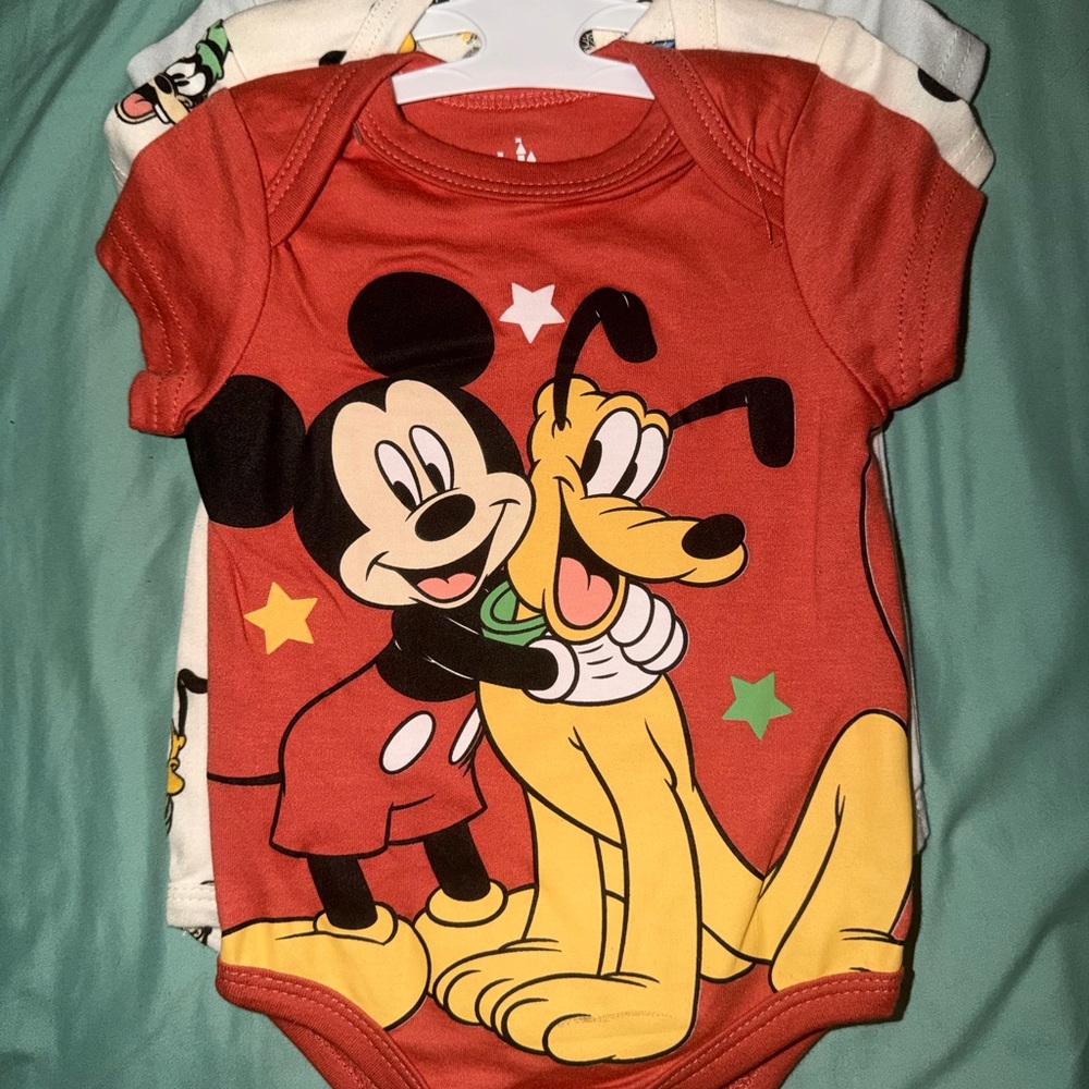 Disney Red Bodysuit with Mickey and Pluto
